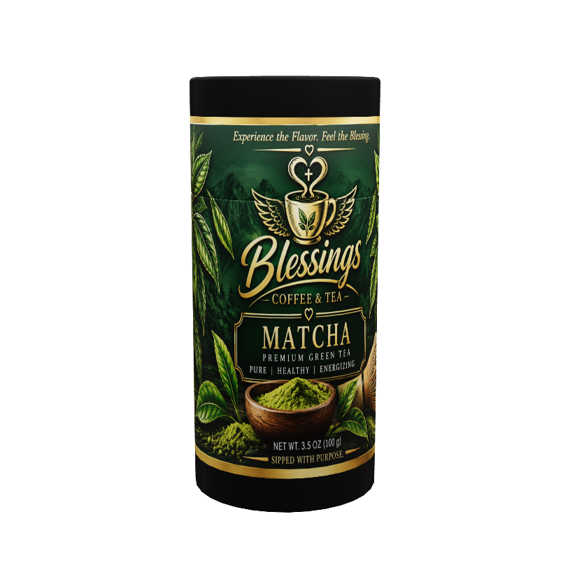 Blessings Coffee & Tea Matcha packaging